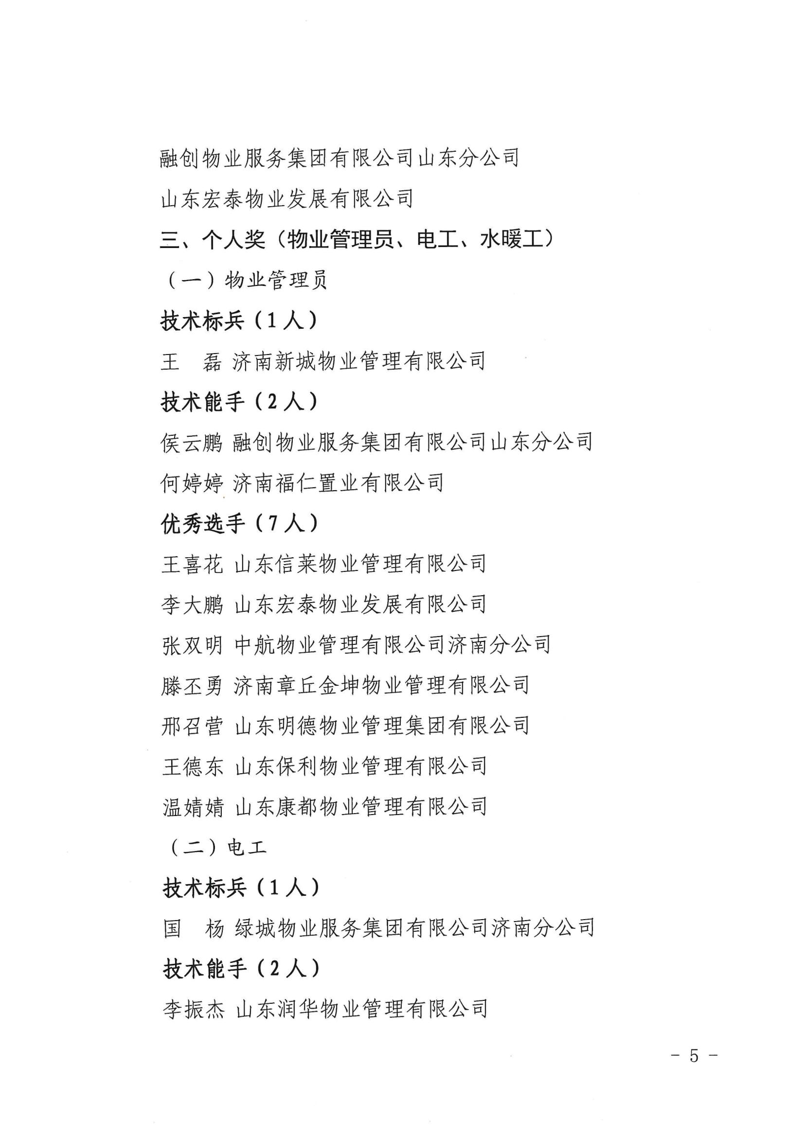 關(guān)于表揚“明德杯”第六屆濟南市物業(yè)服務(wù)行業(yè)職業(yè)技能競賽獲獎單位和選手的通報(1)_04